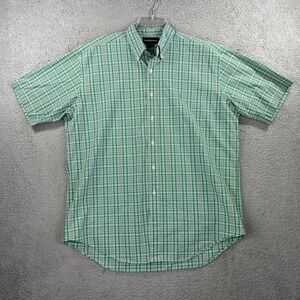 Ralph Lauren Golf Shirt Mens Large Green Blue Pony Check Tilden‎ Short Sleeve